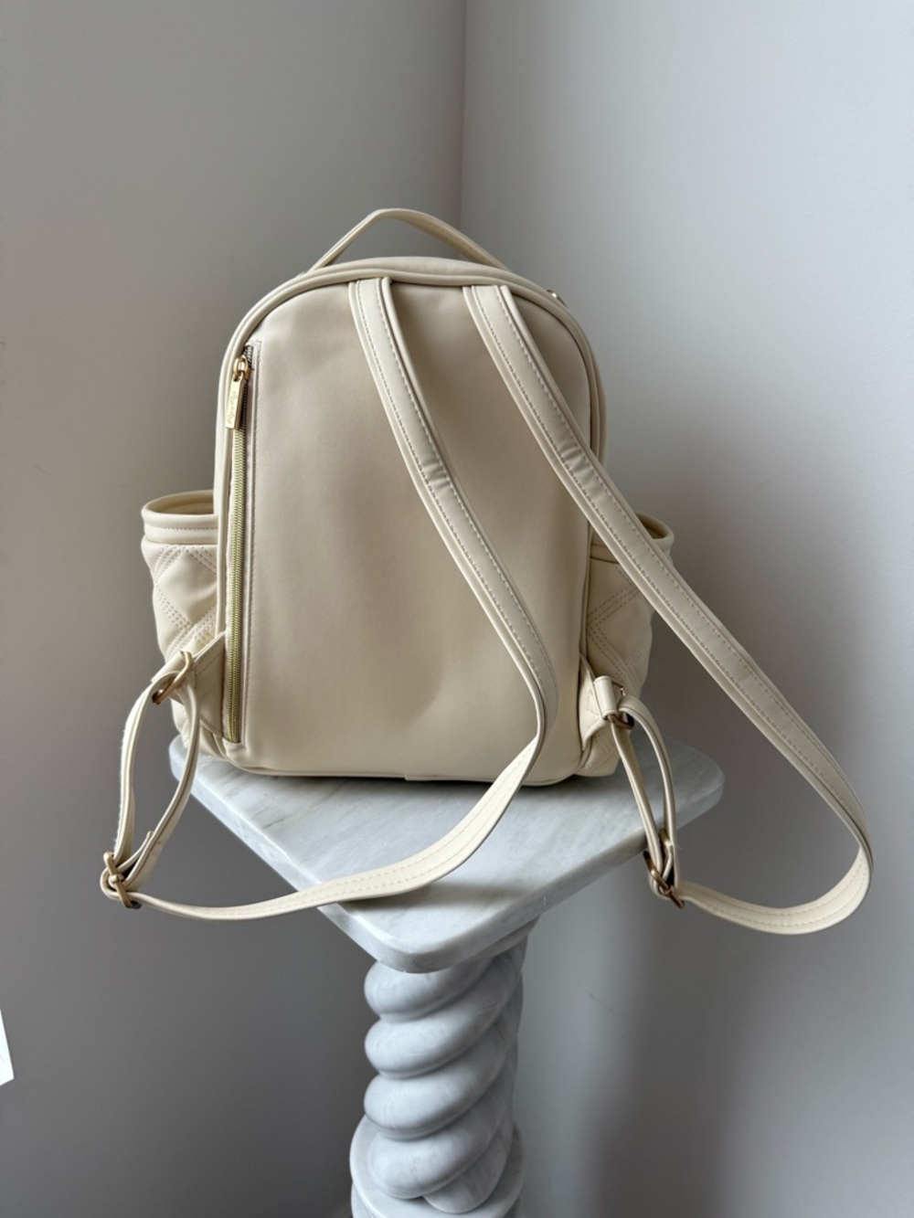 Itzy Ritzy Mini Plus Diaper Bag - Milk and Honey cream quilted faux leather - Picture 4 of 10